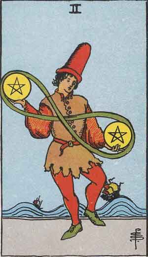 two of pentacles tarot card